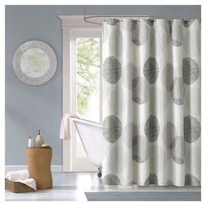 Madison Park - Cabrillo Geometric Print Microfiber Shower Curtain Gray